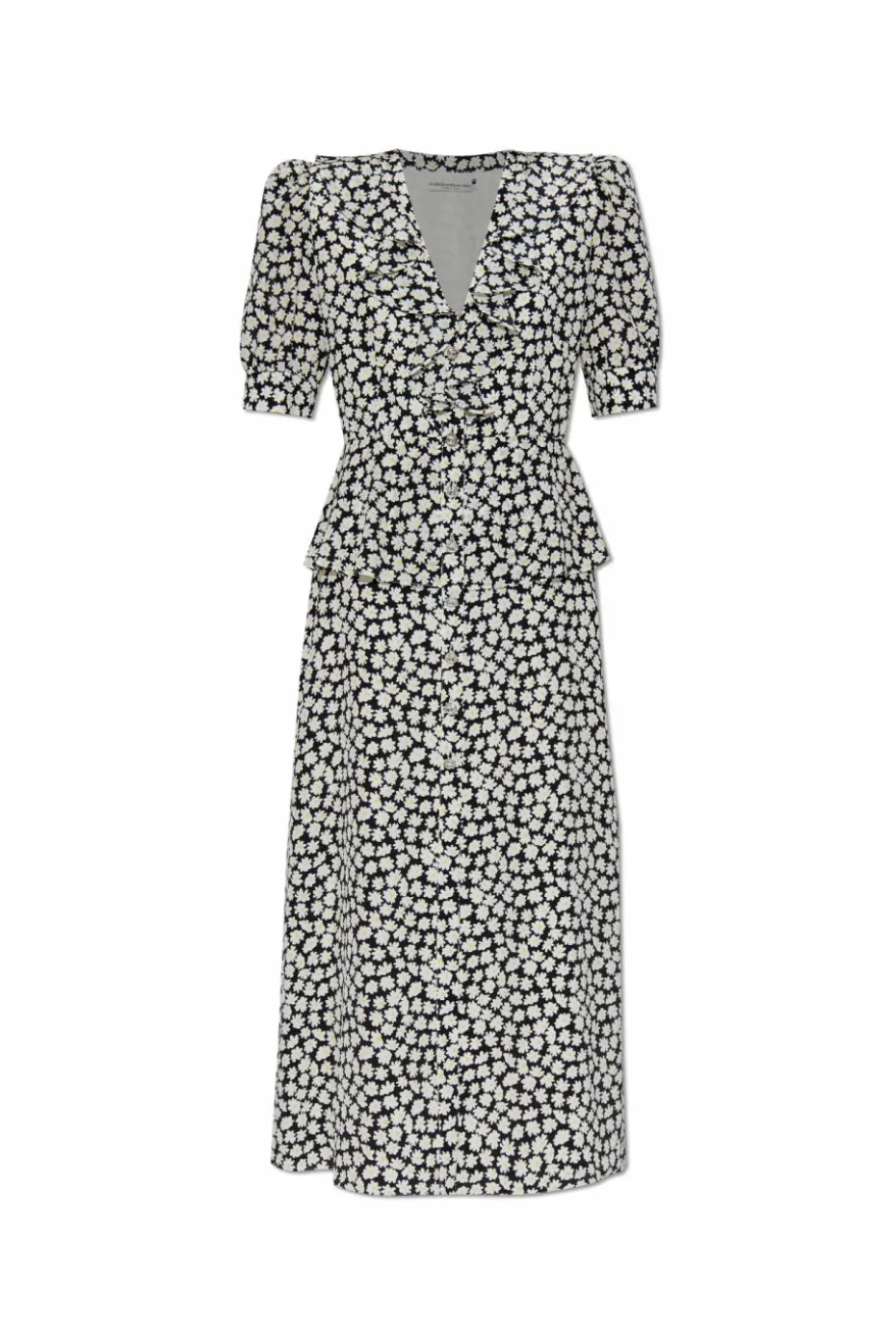 Alessandra Rich BLACK Silk dress with floral motif