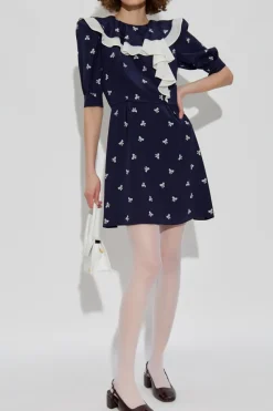 Alessandra Rich NAVY BLUE Dress with bow motif