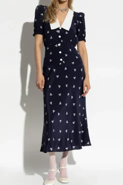 Alessandra Rich NAVY BLUE Dress with decorative print