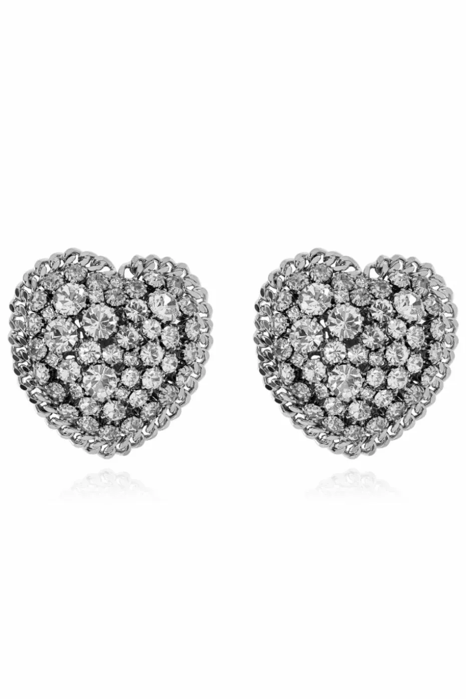 Alessandra Rich SILVER Clip-on earrings with shimmering crystals