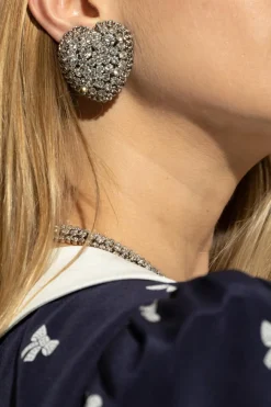 Alessandra Rich SILVER Clip-on earrings with shimmering crystals