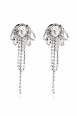 Alessandra Rich SILVER Clip-on earrings with shimmering crystals