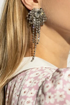 Alessandra Rich SILVER Clip-on earrings with shimmering crystals