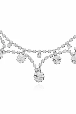 Alessandra Rich SILVER Necklace with shimmering crystals