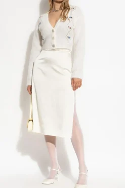Alessandra Rich WHITE Cardigan with floral motif