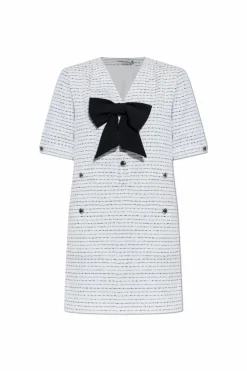 Alessandra Rich WHITE Tweed dress with bow