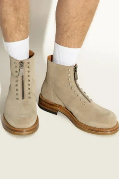 Alexander McQueen beige Leather ankle boots with studs