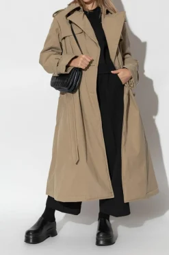 Alexander McQueen beige Padded trench coat with belt