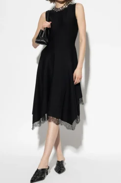 Alexander McQueen BLACK Asymmetric sleeveless dress