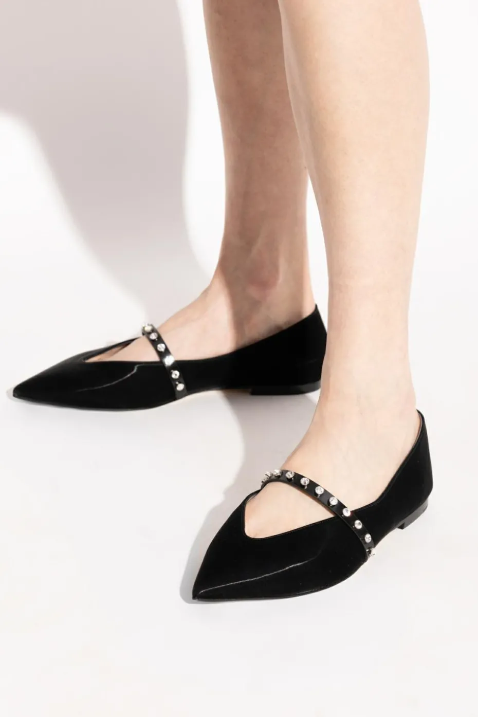 Alexander McQueen BLACK Ballet flats with shimmering crystals