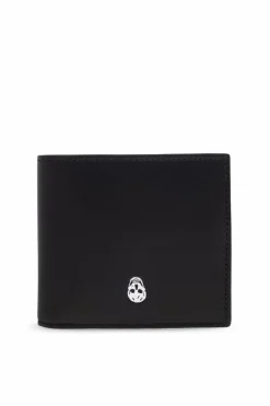 Alexander McQueen BLACK Leather wallet with printed logo