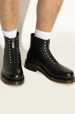 Alexander McQueen BLACK Leather ankle boots with studs