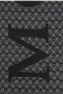 Alexander McQueen BLACK Scarf with a distinctive skull motif