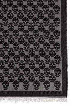Alexander McQueen BLACK Scarf with a characteristic skull motif
