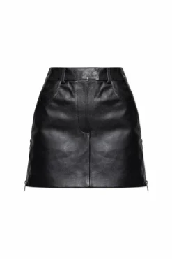 Alexander McQueen BLACK Short leather skirt
