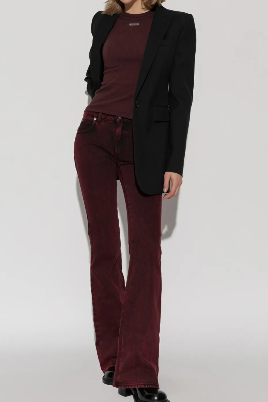 Alexander McQueen BURGUNDY Top with logo