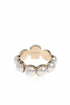 Alexander McQueen GOLD Ring with shimmering crystals
