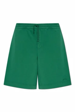 Alexander McQueen GREEN Shorts with embroidered logo
