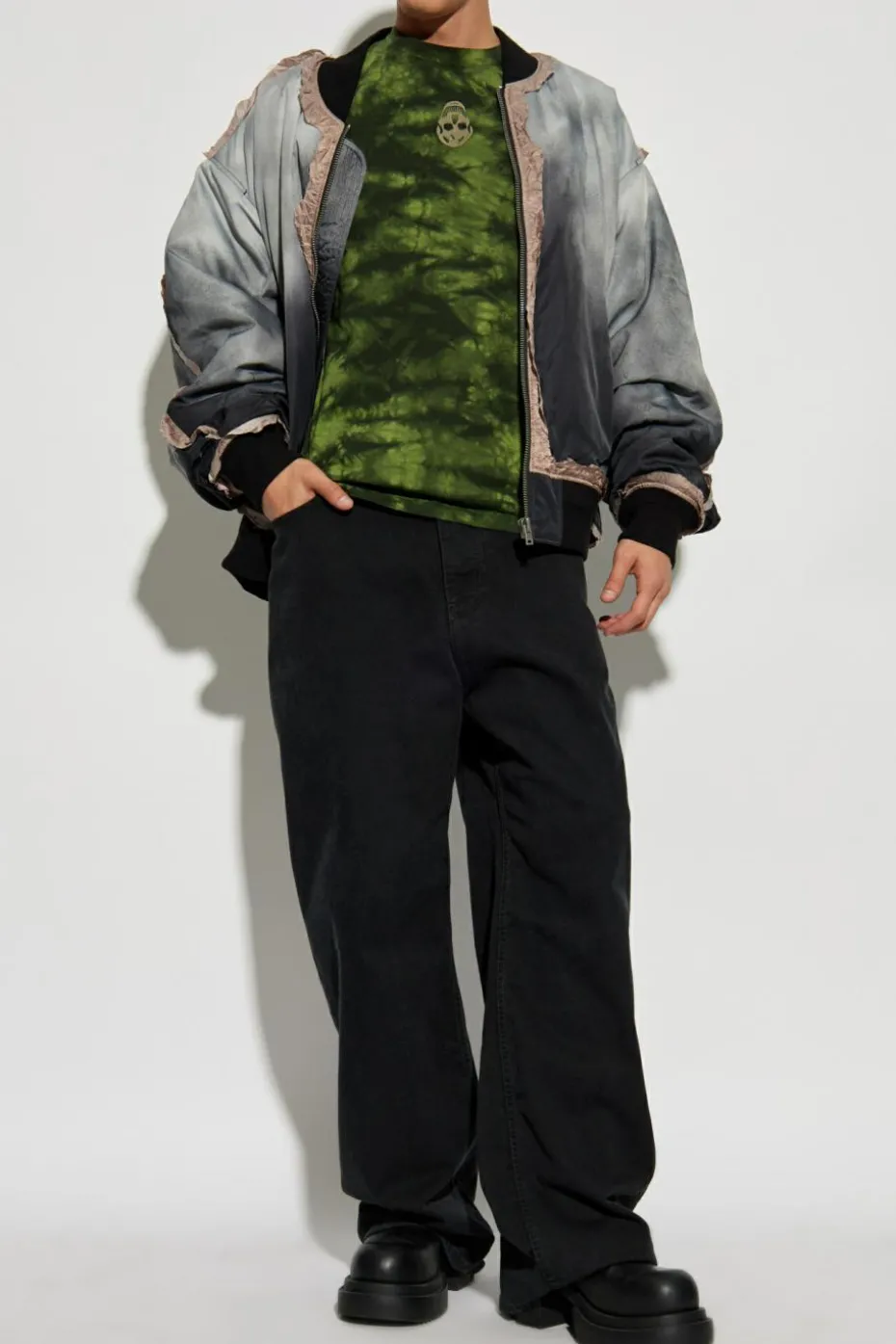 Alexander McQueen GREEN T-shirt with Tie dye effect