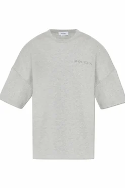 Alexander McQueen GREY T-shirt with printed logo