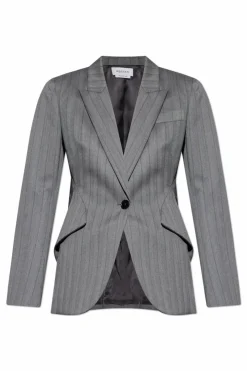 Alexander McQueen GREY Wool blazer with herringbone pattern