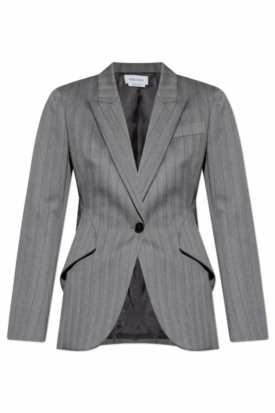 Alexander McQueen GREY Wool blazer with herringbone pattern