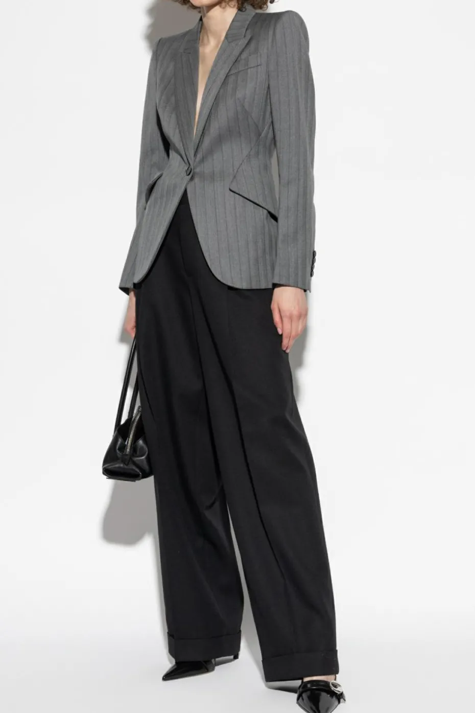 Alexander McQueen GREY Wool blazer with herringbone pattern