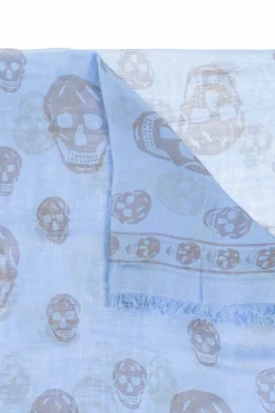 Alexander McQueen light blue Scarf with a distinctive skull motif