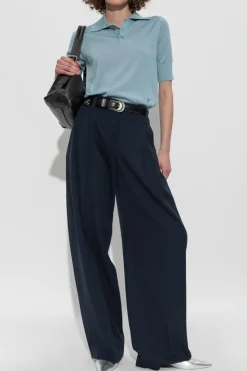 Alexander McQueen NAVY BLUE Wide-leg pleated trousers