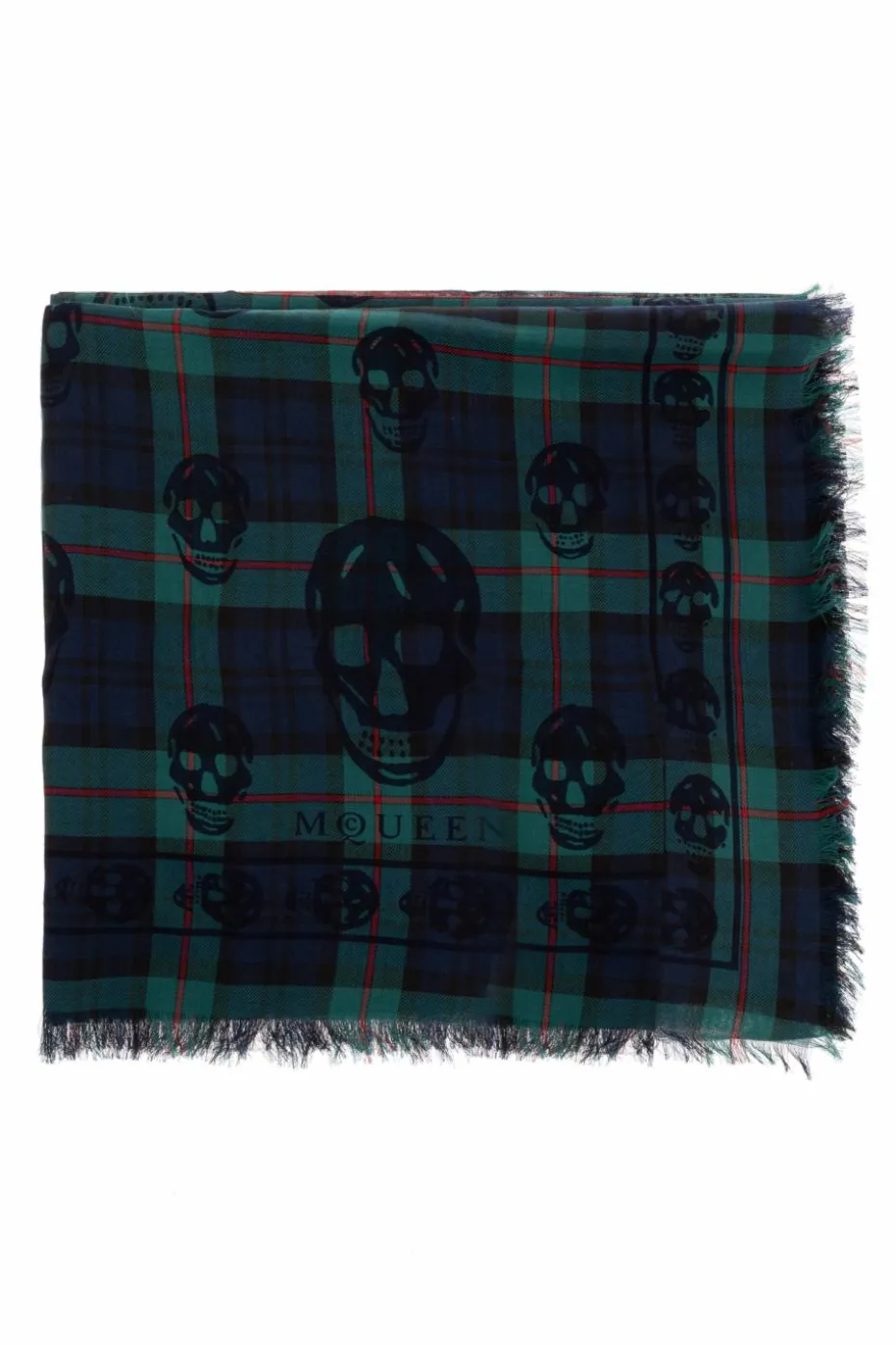 Alexander McQueen NAVY BLUE Scarf with a distinctive skull motif