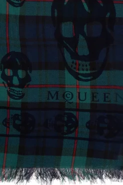 Alexander McQueen NAVY BLUE Scarf with a distinctive skull motif