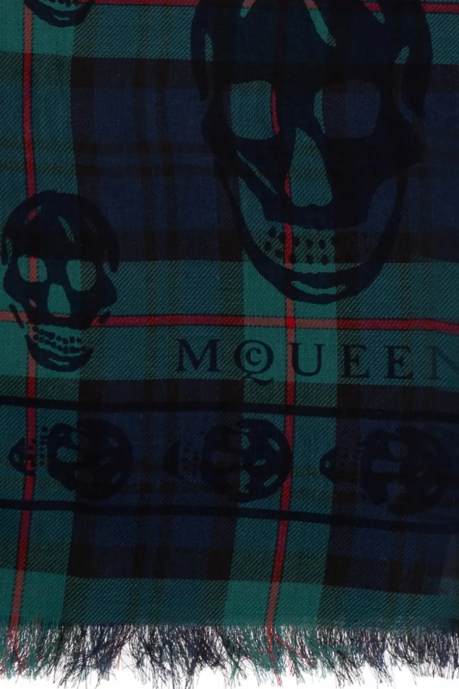 Alexander McQueen NAVY BLUE Scarf with a distinctive skull motif
