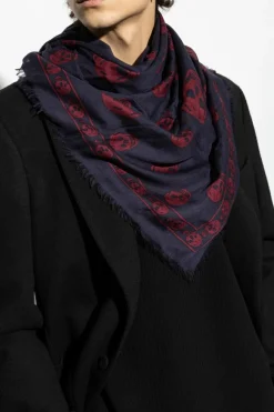 Alexander McQueen NAVY BLUE Scarf with silk finish