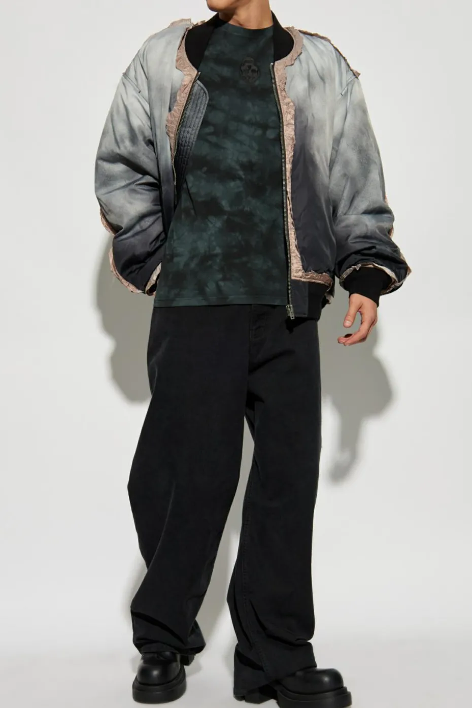 Alexander McQueen NAVY BLUE T-shirt with Tie dye effect