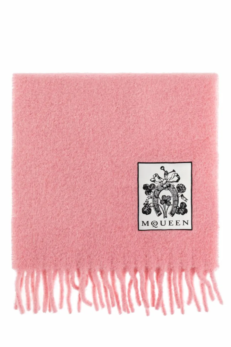 Alexander McQueen PINK Wool scarf with fringes