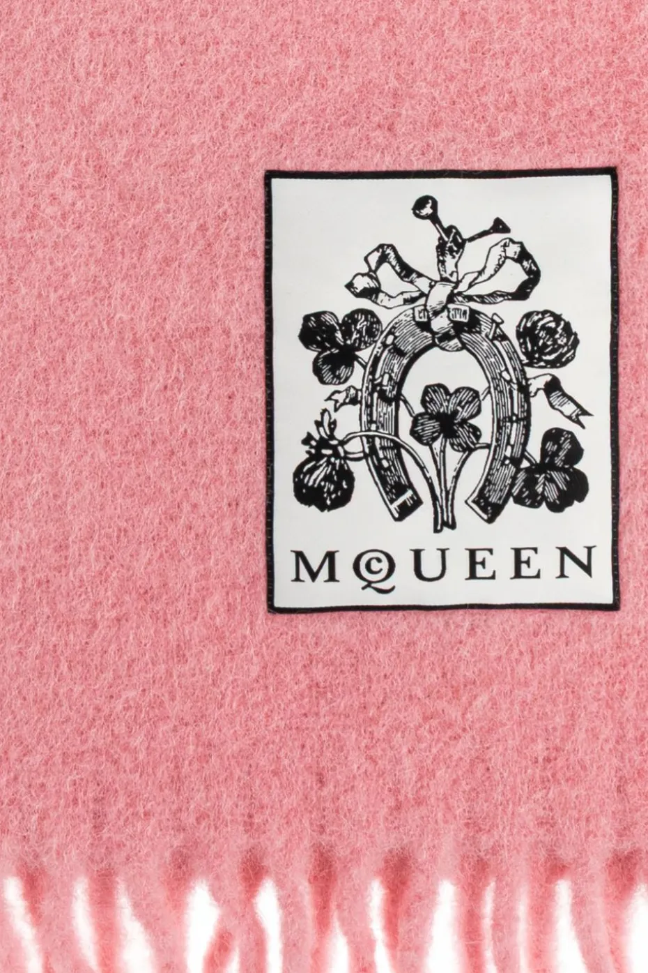 Alexander McQueen PINK Wool scarf with fringes