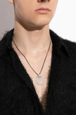 Alexander McQueen SILVER Necklace with a pendant engraved with a logo