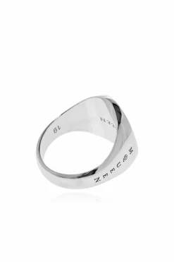 Alexander McQueen SILVER Signet ring with engraved logo