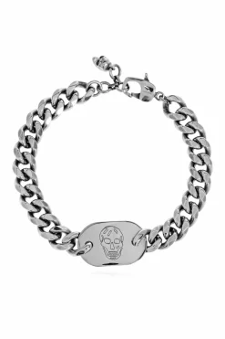 Alexander McQueen SILVER Bracelet with engraved logo