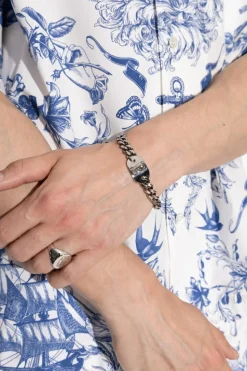Alexander McQueen SILVER Bracelet with engraved logo