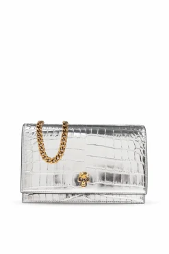 Alexander McQueen SILVER Shoulder bag `Small Skull`