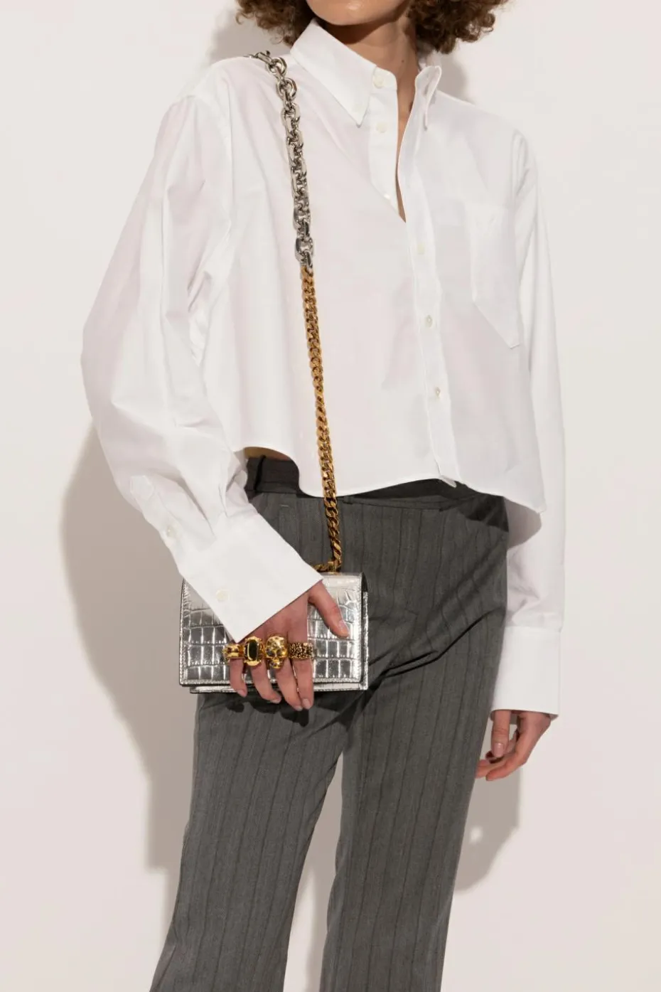 Alexander McQueen SILVER Shoulder bag "Jewelled Mini"