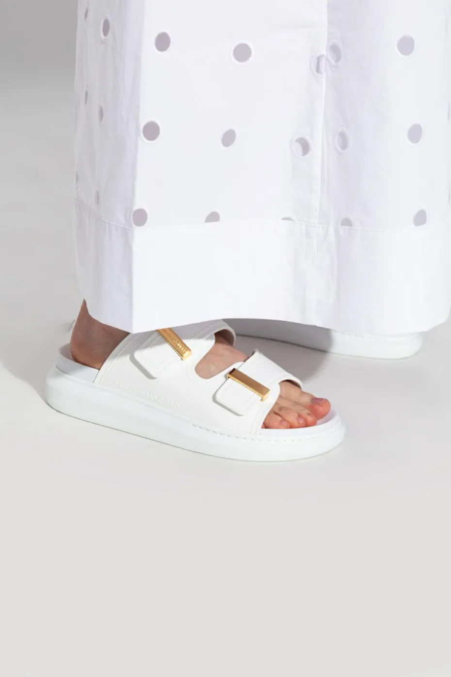 Alexander McQueen WHITE Leather slides