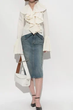 Alexander McQueen WHITE Top with pleated ruffles