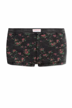 Alexander Wang BLACK Brief shorts with floral motif
