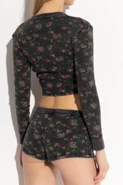 Alexander Wang BLACK Lingerie T-shirt with floral motif