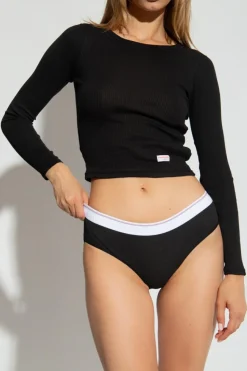 Alexander Wang BLACK Ribbed top with logo