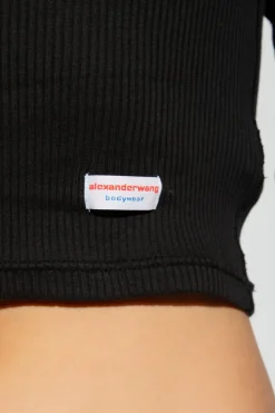 Alexander Wang BLACK Ribbed top with logo