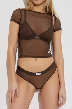Alexander Wang BROWN Transparent lingerie T-shirt