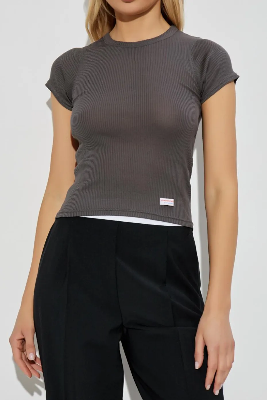 Alexander Wang GREY Lingerie top with short sleeves